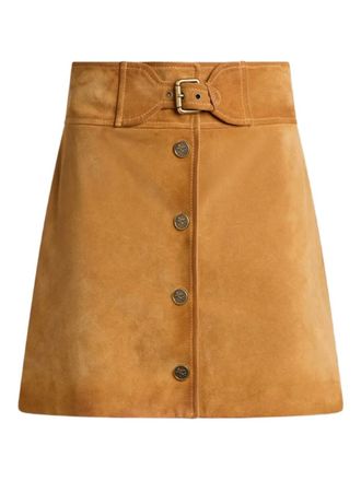 Etro buckle button suede mini skirt - Bruin