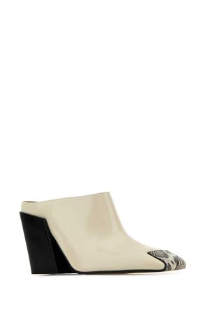Bottega Veneta Womens Ivory Leather Ventura Mules Seasaltwhite Scarpe Con Tacco
