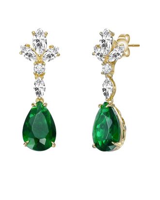 Genevive 14K Over Silver Cz Drop Earrings