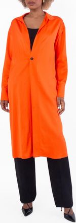 Ferragamo Stretch Viscose Minimalist Long Overcoat, Brand Size 44 ( US Size 10 )