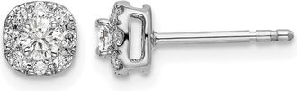 Diamond2Deal 14K White Gold 1/3 ct Lab Grown Diamond Cushion Halo Stud Earrings VS Clarity, G-H Color