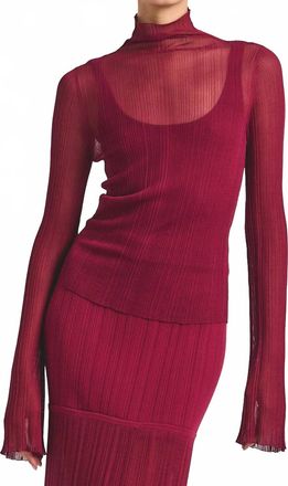 Derek Lam Isolde Sheer Knit Sweater In Carmine