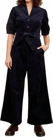 Emily And Fin Stella Needlecord Jumpsuit In Navy Black