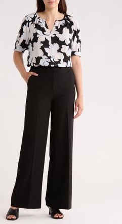 Nordstrom Rack Gathered Neck Puff Sleeve Top in Black- Blue Chloe Abstract at Nordstrom Rack, Size X-Small