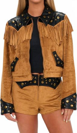 Show me your Mumu Wilson Faux Suede Faux Leather Jacket In Brown