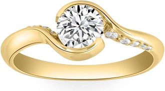 Pompeii3 1 1/4Ct Moissanite Bezel Diamond Engagement Ring in 10k White or Yellow Gold