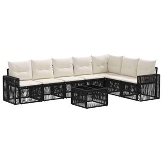 vidaXL Conjunto De Sof&aacute;s De Jard&iacute;n 8 Pcs Negro Y Blanco Crema Vidaxl