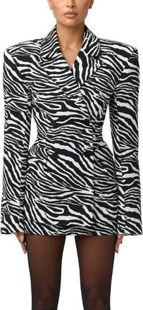 Naked Wardrobe Jacquard Double Breasted Blazer in Black/White at Nordstrom, Size X-Small
