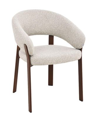 Deco Wood Silla tapizada chenilla blanco roto patas roble 80x57cm