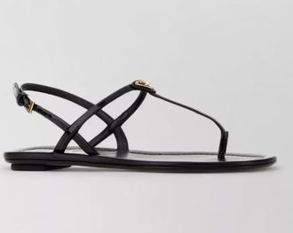 Prada leather thong sandals flat sole strappy