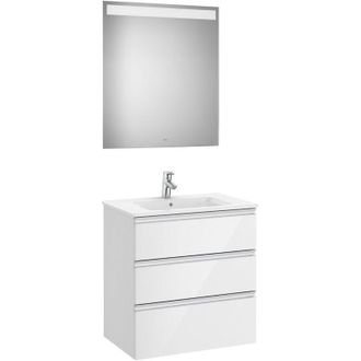 Roca Conjunto De Mueble 3 Cajones, Lavabo Y Espejo Con Led The Gap - Roca Color: Blanco Brillo - Medidas: 705 Mm