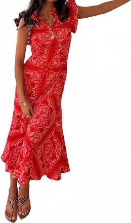 Never Fully Dressed Remi Dress With Leopard Sleeve In Red Bandana
