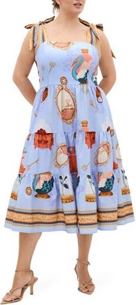 City Chic Casey Fit & Flare Sundress in Refined Beauty at Nordstrom, Size Xxxs