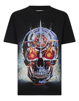 Philipp Plein Round Neck T-Shirt Chrome Skull Stones