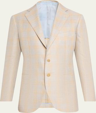 Cesare Attolini Mens Plaid Cashmere-Blend Sport Jacket