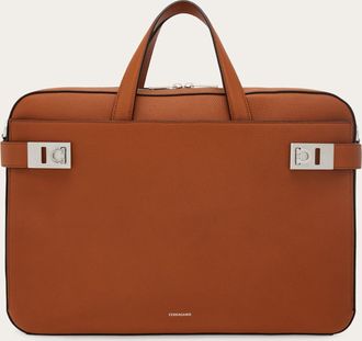 Ferragamo Men Briefcase with Gancini buckles (M) Beige