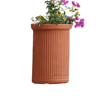 Monacis Jarr&oacute;n Semicircular Decorativo Cl&aacute;sico Tradicional De 41x24 Cm Y 50 Cm De Alto, En Pol&iacute;mero De Terracota Resistente, Ideal Para Plantas En Jardines