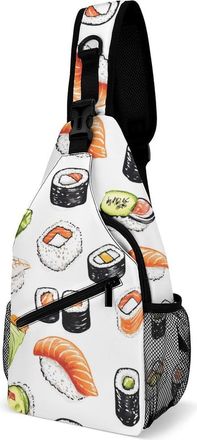 Generic Su1shi Rolls And Sashimi Unisex Shoulder Bags Casual Crossbody Chest Bag Sling Backpack for Hiking Cycling Travel