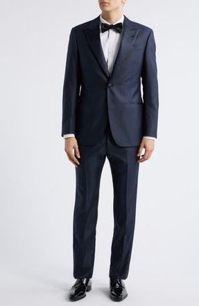Emporio Armani Virgin Wool Blend Tuxedo in Navy at Nordstrom Rack, Size 38 Us / 48 Eu Regular