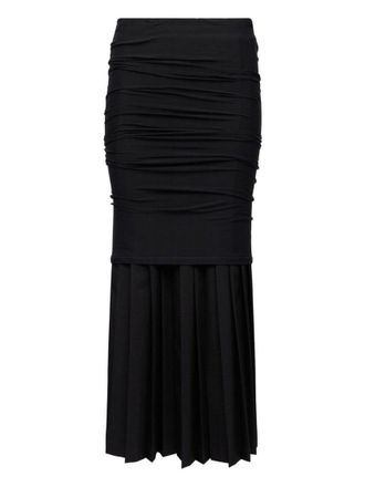 Maison Margiela Midi Skirt With Ruching Detail In Nero