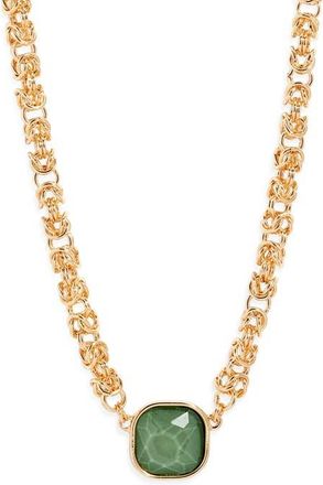 Nordstrom Faceted Stone Pendant Necklace in Seafoam- Gold at Nordstrom