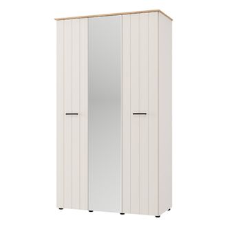 Dmora Guardarropa 3 Puertas Bhakta, Armario Dormitorio 4 Estantes, Perchero, Apertura Abatible, 117x54 Cm Blanco Crema