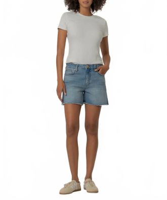 Kut from the Kloth Jane High Rise Long Short With Fray Hem In Whiz