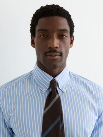 Reiss Soft Blue Cotton Stripe Button-down Shirt Regular-fit, 165