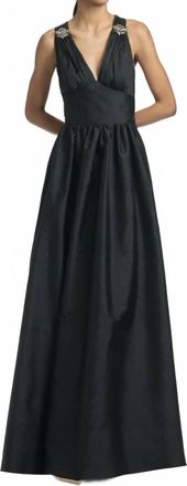 Sachin & Babi Kenzia Moir&eacute; Taffeta Gown In Black