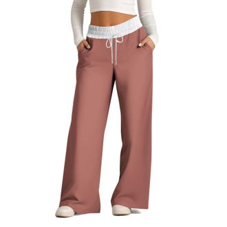 Generic Womens Sweatpants Drawstring Wide Leg Sports Pants Stretch Jogging Bottoms Elastic Waist Relaxed Fit Jogging Pants Athletic Running Joggers Tracksuit 