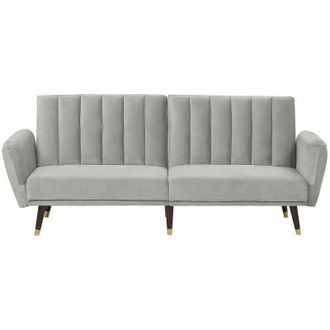 Beliani Beliani - Divano letto in velluto grigio chiaro Vimmerby