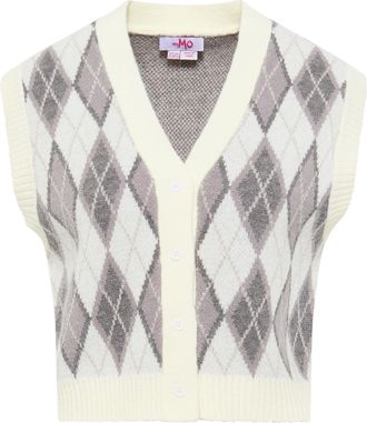 Mymo Gebreide vest Blonda Dames Wol Wit Veelkleurig