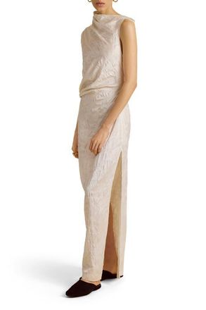 Marina Moscone Column Dress w/ Asymmetric Drape in Ivory at Nordstrom, Size 00