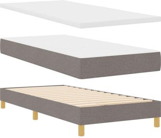 vidaXL Box Spring Bed with Mattress Cream 90x200 cm Fabric Taupe Vidaxl