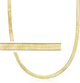 Ross-Simons Italian 4mm 18kt Gold Over Sterling Herringbone Chain Necklace