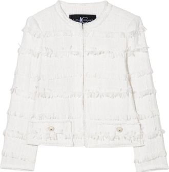 Luisa Cerano Fancy Tweed Jas met Franjes - Dames - Zomerjassen - Wit - S - Tweed - Jassen