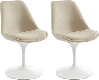 Vente-Unique Conjunto de 2 sillas de tela texturizada y acero - Beige y Blanco - XAFY