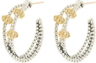 Lagos Sterling Silver & 18K Gold Signature Caviar Hoop Earrings in Silver/gold at Nordstrom