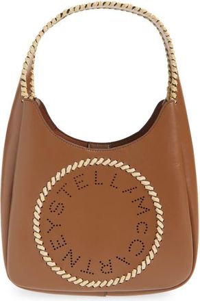 Stella McCartney Small Raffia Trim Hobo Bag in Tan at Nordstrom