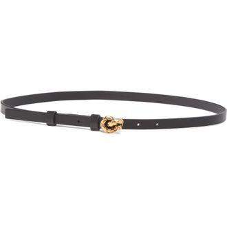 Bottega Veneta Intreccio Buckle Leather Belt in Black-M Brass at Nordstrom, Size 100