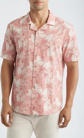 Johnnie-O Sumter Performance Camp Shirt in Coral at Nordstrom, Size Xx-Large