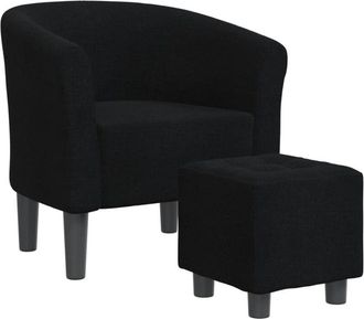 vidaXL Sill&oacute;n Con Taburete Tela Negra Vidaxl