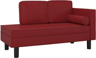 vidaXL Sof&aacute; Div&aacute;n Cojines Y Coj&iacute;n De Cabeza Cuero Sint&eacute;tico Rojo Tinto Vidaxl