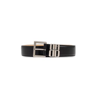 Balenciaga Belts, male, Black, Size: 80 CM BB Edit Leather Belt
