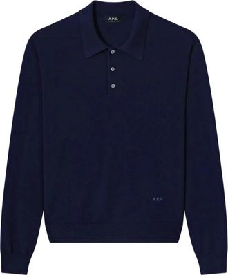 A.P.C. A.p.c. T-shirts en Poloshirts - Heren - Ronde hals truien - Blauw - XL - Katoen - Truien & Vesten