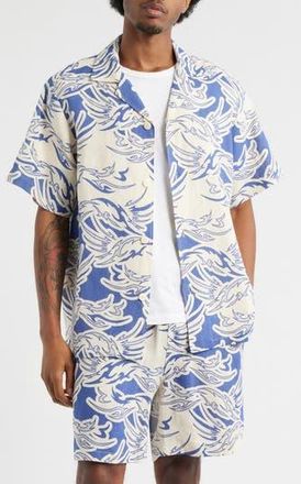 OAS Rogue Linen Camp Shirt in Blue at Nordstrom Rack, Size Xx-Large