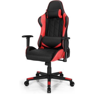 Costway Costway Silla De Gaming Giratoria A 360&deg;, Silla Ergon&oacute;mica Para Ordenador Con Coj&iacute;n Lumbar, &Aacute;ngulo Regulable (rojo)