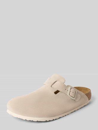 Birkenstock Slides aus Leder mit Dornschlie&szlig;e Modell BOSTON in Ecru, Gr&ouml;&szlig;e 41