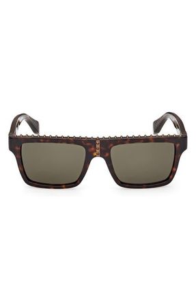 Christian Louboutin 56mm Rectangular Sunglasses in Havana Bronze /Zeiss Green at Nordstrom
