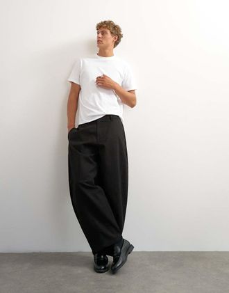 Topman pantaloni barrel fit neri-Nero